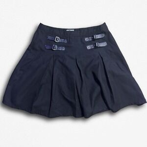 Hot Topic Black Pleated Buckle Mini Skirt Goth Alt Punk Medium